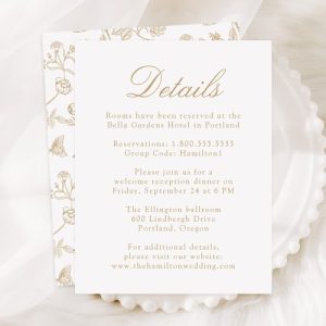 Chinoiserie Floral Wedding Enclosure Cards - Gold